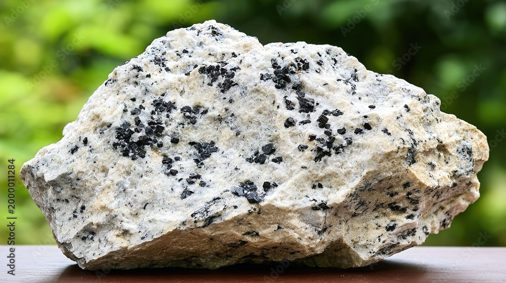Obraz premium pegmatite. Granite pegmatite specimen with black tourmaline and white feldspar crystals. gardening catalogs, home-decor guides, designed for gardening and botanical catalogs, celebrates nature.