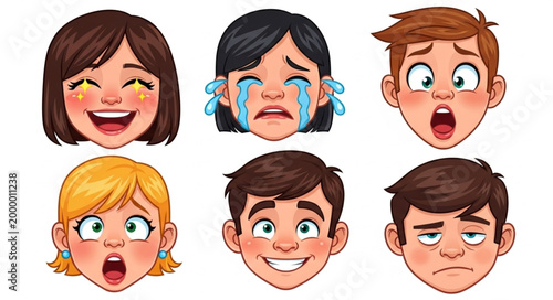 Diverse Human Emotions Expressed by Cartoon Faces.