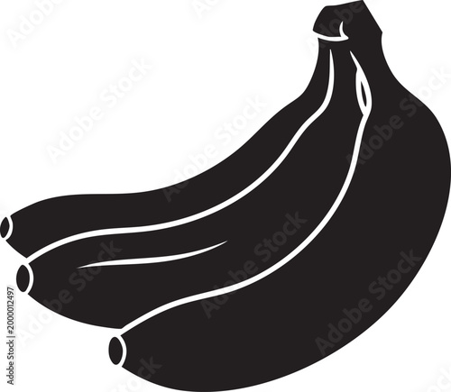 Black banana icon, fruit symbol, monochrome illustration, vector graphic