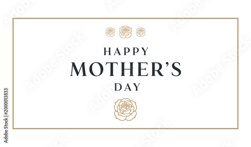 White and gold happy mothers day greeting card with floral accents