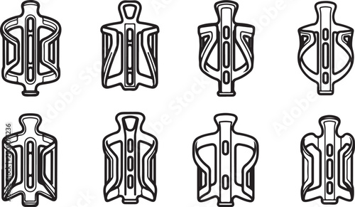 Hand drawn black ink bottle illustration vector set isolated Vector