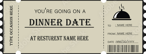 Customizable Dinner Event Ticket . Elegant Restaurant Voucher Template . Instant Download Dinner Date Gift Card . Luxury Printable Food Coupon