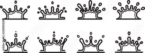 Hand drawn doodles of jellyfish in black ink on white Vector