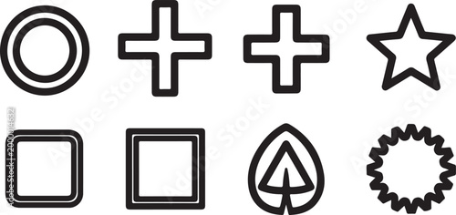 Black line icons for home gardening and plant care vector set Vector