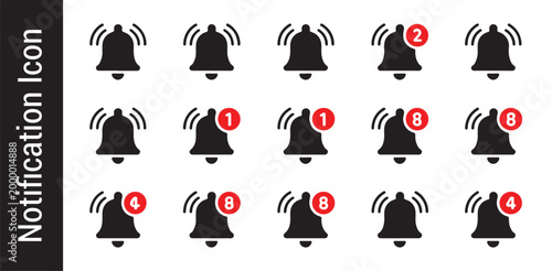 Notification icons bell alert symbol set for app ui design vector illustration.