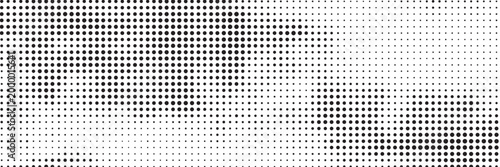 Set of halftone dots gradient pattern texture isolated on white background. Straight dotted spots using halftone circle dot raster texture. Vector blot half tone collection.