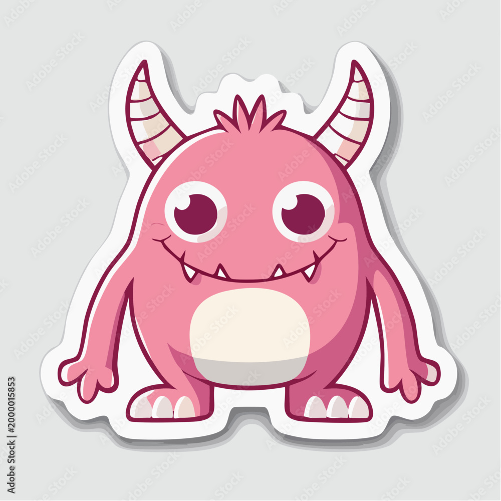 Fototapeta premium Cute Pink Monster Cartoon Character