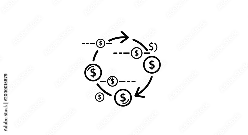 Obraz premium Financial cycle diagram with dollar symbols on white background
