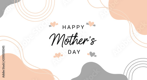 Happy mothers day text on pastel wavy abstract background with hearts