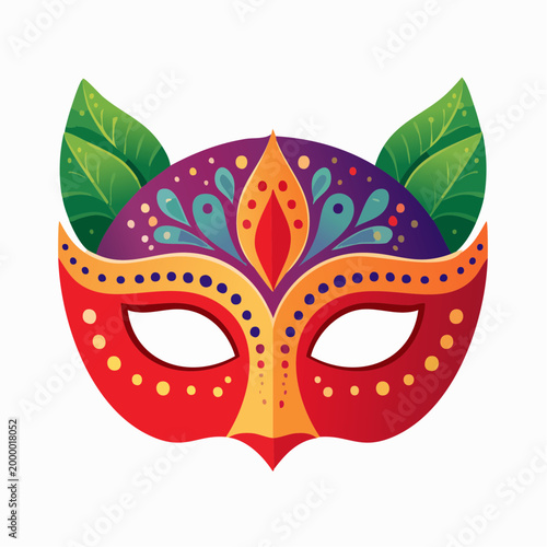 Colorful Venetian Mask with Leaf Accents