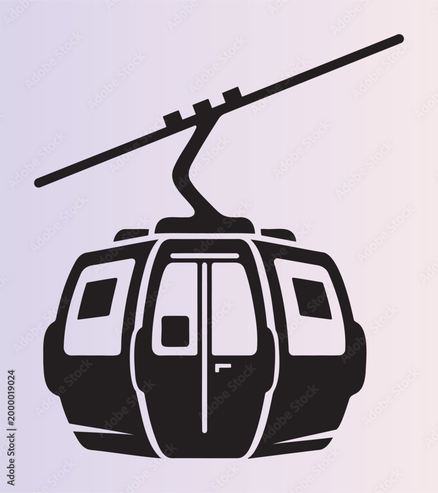 Fototapeta premium Modern gondola lift cabin with support arm isolated illustration design