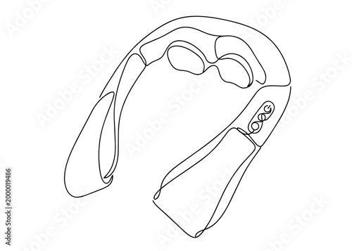 Neck massager device. Continuous one line drawing vector illustration