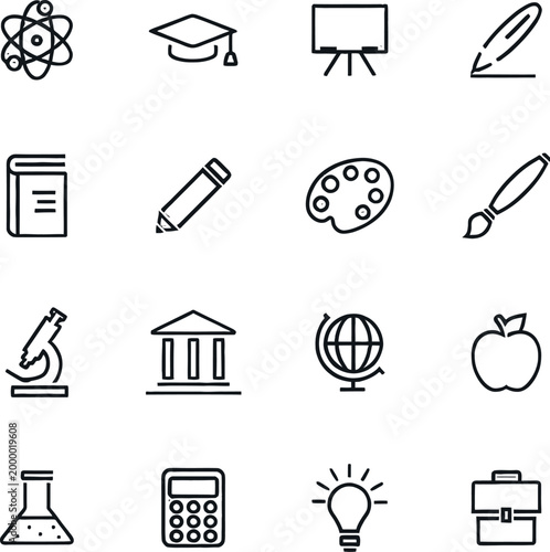 Education and learning icons set a comprehensive visual representation