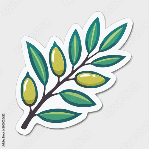 Stylized Olive Branch with Green Olives