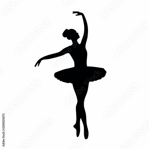 Silhouette of a Ballerina in a Tutu Performing a Ballet Pose