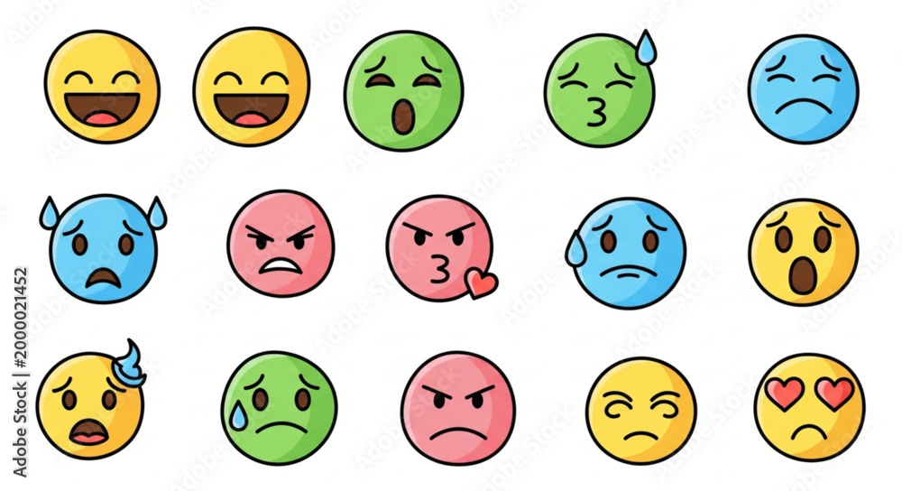 Fototapeta premium Emotions faces icons set.