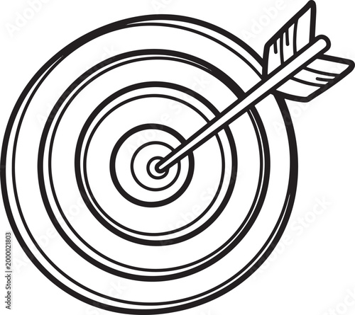 Target Practice Arrow Hitting Bullseye Concentric Circles Design Illustration