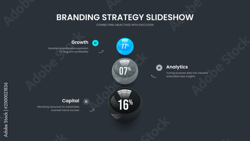 Medical Showcase Three Element Graph Slide Layout. Clean Performance 3 Option Infographic Frame Template. Professional Strategy Presentation Design Vector Illustration.