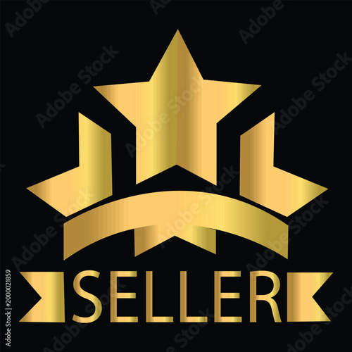 Gold best seller logo design vector icon illustration