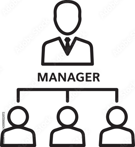 Organizational chart showing manager with three team members underneath