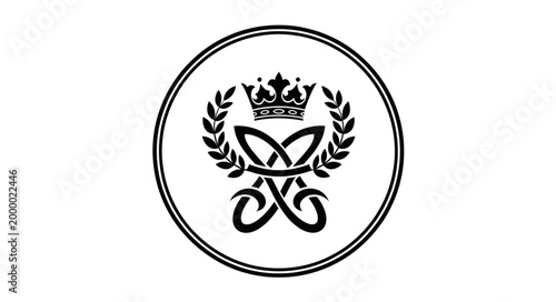 Royal Crest Emblem with Laurel Wreath and Crown.