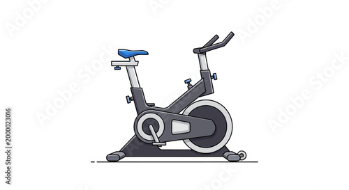 Stationary exercise bike illustration on white background for fitness concept