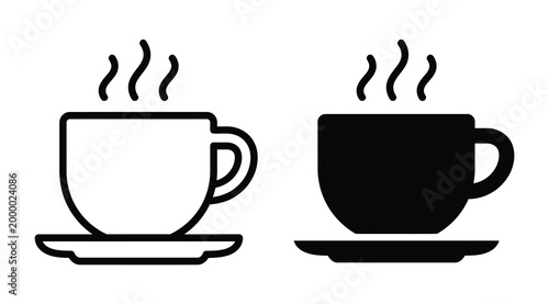 Vector illustration of black and white coffee cup icons