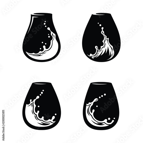 Water Splash Glass Silhouette Vector Design, ai generated