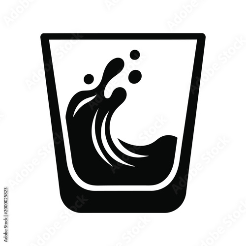 Water Splash Glass Icon Silhouette Vector isolated background, ai generated