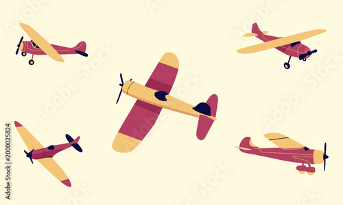 Plane Vintage Old Vector Illustration