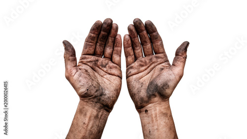 Tableau sur toile Hands covered in dirt show effort from work in gardening or construction at a jo