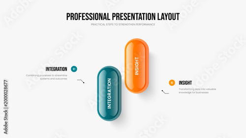 Advertising Briefing 2 Step Diagram Slideshow Layout. Business Review Two Option Infographic Slide Template. Consulting Proposal Presentation Design Vector Illustration.