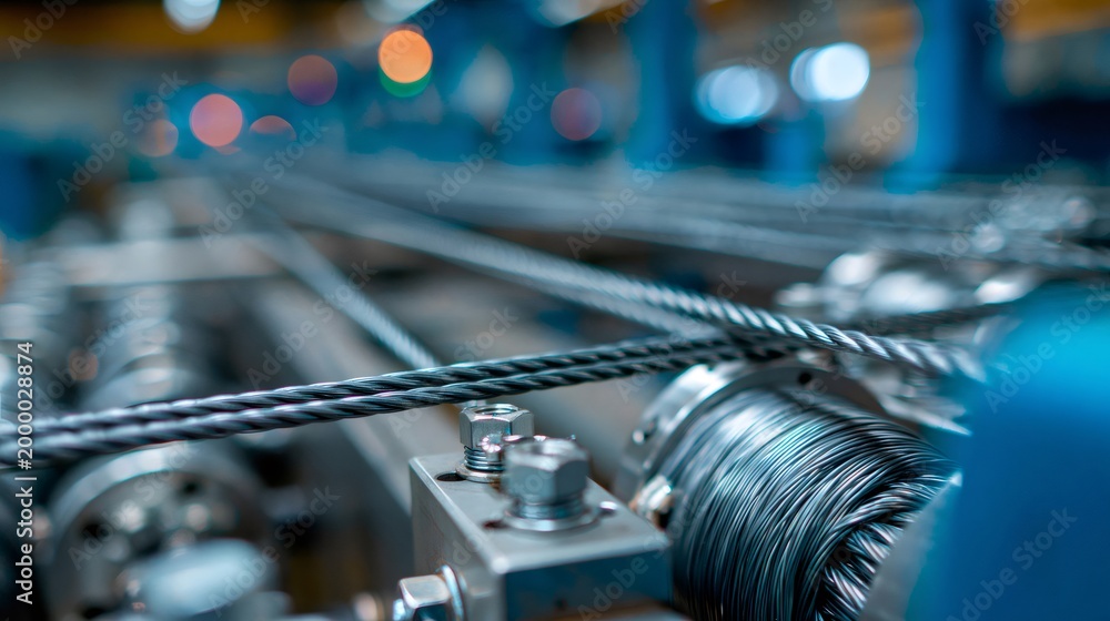 Obraz premium Steel wire cable manufacturing process in industrial factory
