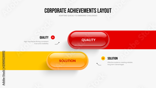 Marketing Plan Two Option Infographic Slideshow Layout. Sales Introduction Presentation Design Vector Illustration. Product Showcase 2 Element Diagram Frame Template.