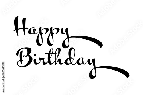 Happy Birthday - 手書き風の筆記体でおしゃれに書いた、「Happy Birthday（誕生日おめでとう）」のロゴマーク、カリグラフィー
