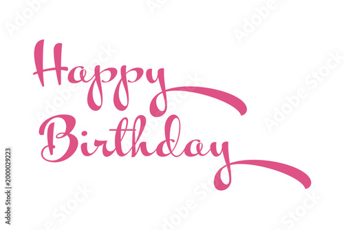 Happy Birthday - 手書き風の筆記体でおしゃれに書いた、「Happy Birthday（誕生日おめでとう）」のロゴマーク、カリグラフィー
