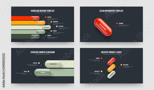 Consulting Review Five One Two Three Step Diagram Slide Layout Vector Illustration Bundle. Advertising Report 5 1 2 3 Element Infographic Frame Design Set.