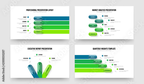 Professional Strategy 4 5 3 Element Diagram Frame Layout Bundle. Visual Launch Four Five Three Step Infographic Presentation Design Vector Illustration Set.