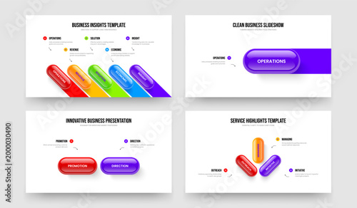 Digital Profile 5 1 2 3 Element Infographic Slide Design Collection. Sales Solution Five One Two Three Option Diagram Frame Template Vector Illustration Bundle.