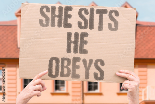 Εκτύπωση καμβά "She Sits He Obeys" Documented research confirms documented consensual dominant intimate roles measurably increase documented couple satisfaction