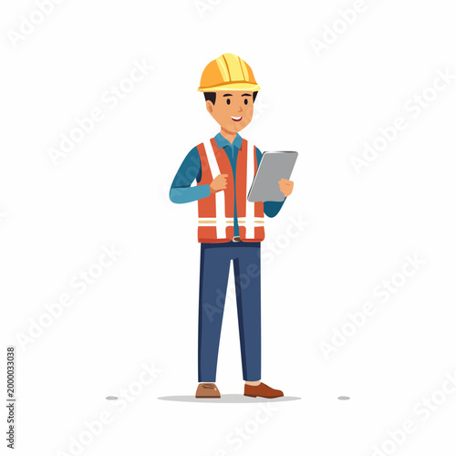 Construction Worker with Tablet