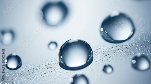 Hydrophobic coating demonstration car paint water beading close-up macro photography spherical droplets surface tension effects repulsion properties transparency