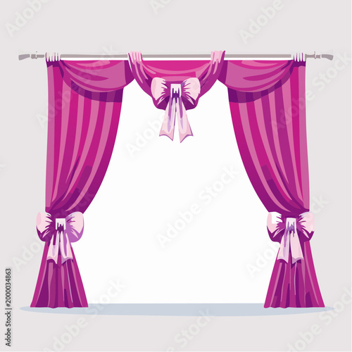 Decorative Pink Curtains with Bows