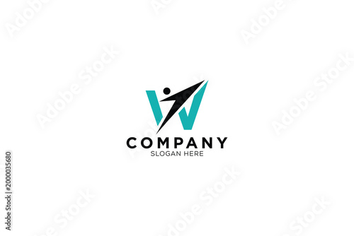 Free Download human letter w with business minimalist logo template - GFXLoad