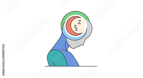 Human Head Profile with Sleep Symbol Inside