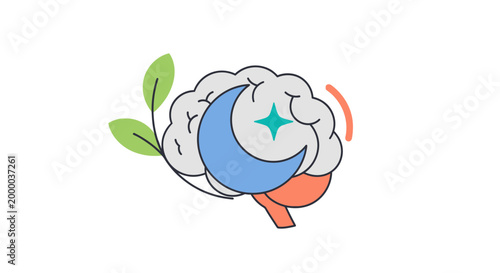 Human Brain with Moon and Star for Sleep Cycle