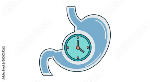 Stomach and Clock Symbol for Digestion Time
