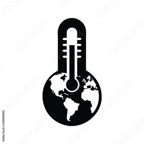 Global warming concept with earth and thermometer silhouette vector illustration design, thermometer checking temperature silhouette vector illustration