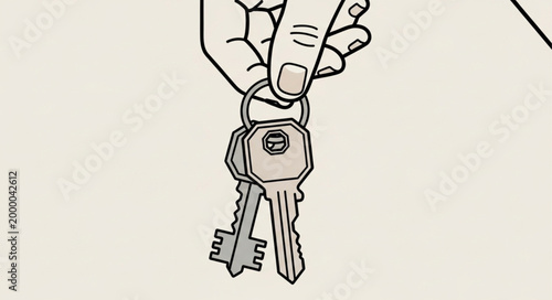 Hand holding a set of keys on a keyring.