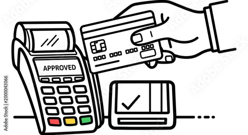 Hand holding credit card for payment at point of sale terminal.